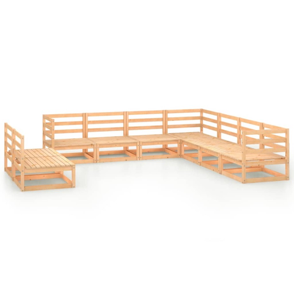 Juego de muebles de jardín 9 pzas y cojines madera pino