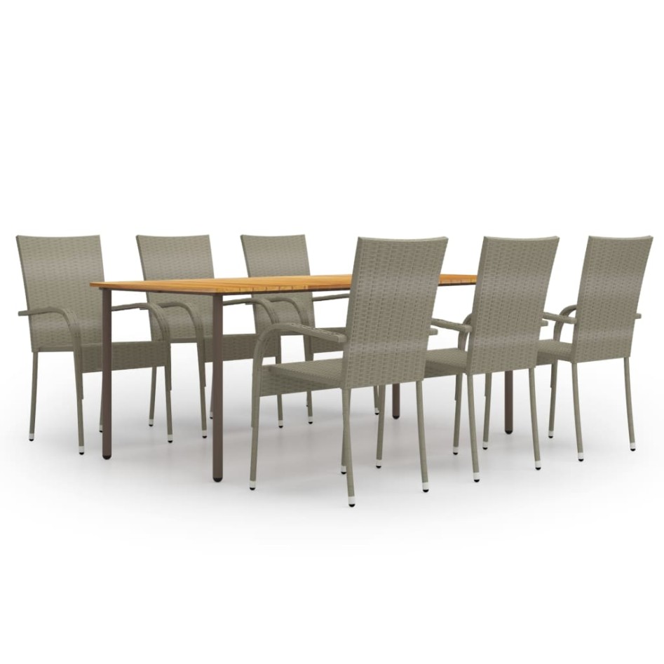 Set de muebles de comedor de jardín 7 piezas de ratán