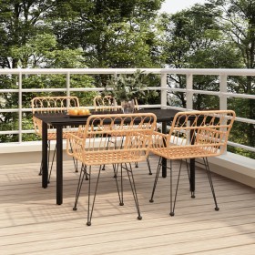 Juego de comedor de jardín 5 piezas ratán
