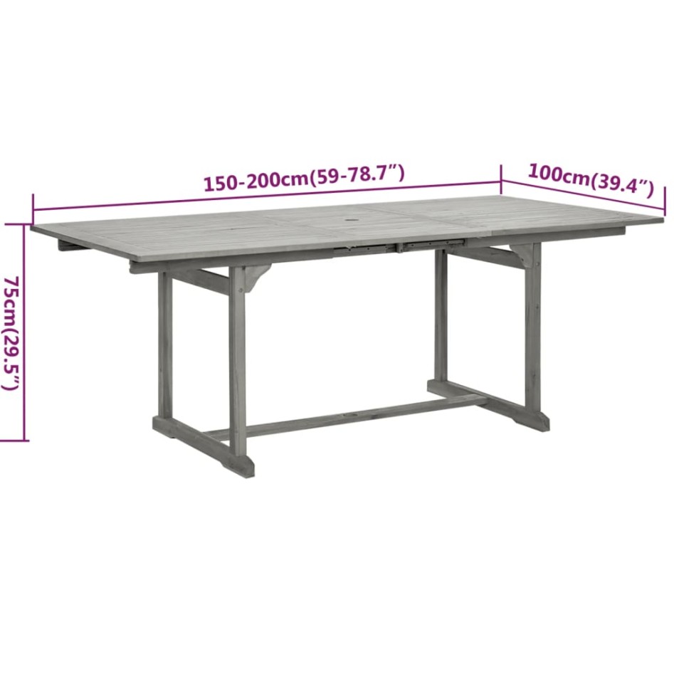 Juego de comedor para jardín 7 piezas madera maciza de