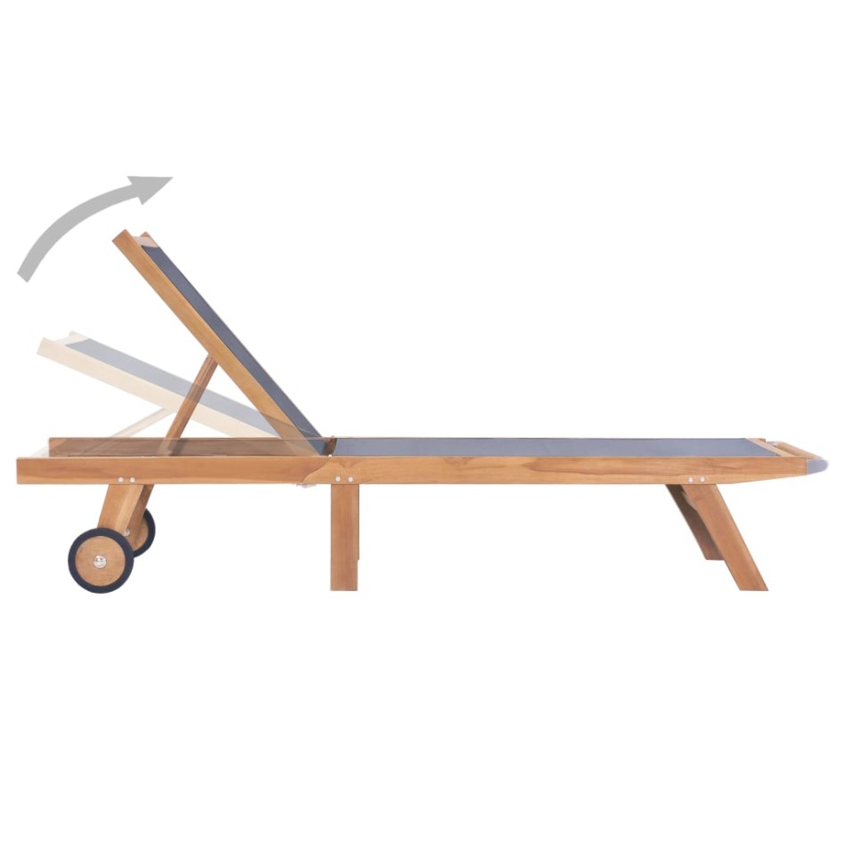 Tumbonas plegables con ruedas 2 uds teca maciza y