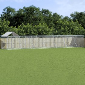 Perrera de exterior con techo acero galvanizado plata