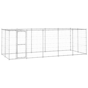 Perrera de exterior de acero galvanizado con techo 12,1