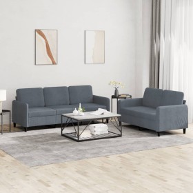 Juego de sofás 2 piezas terciopelo gris