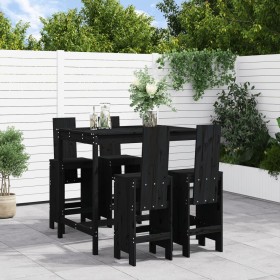 Set de mesa y taburetes altos jardín 5 piezas madera pino