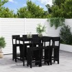 Set de mesa y taburetes altos jardín 7 piezas madera pino negro
