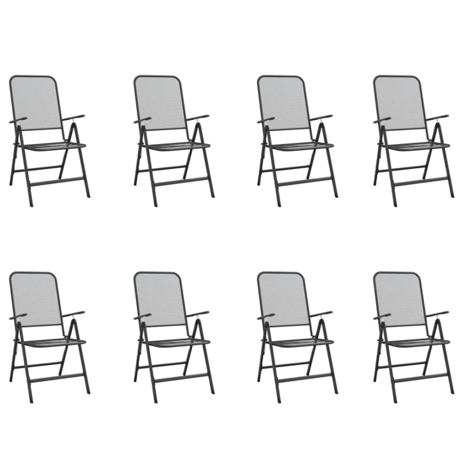 Juego de comedor de jardín 9 pzas malla metálica gris