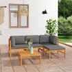 Set de muebles de jardín 5 pzas madera de teca y cojines gris