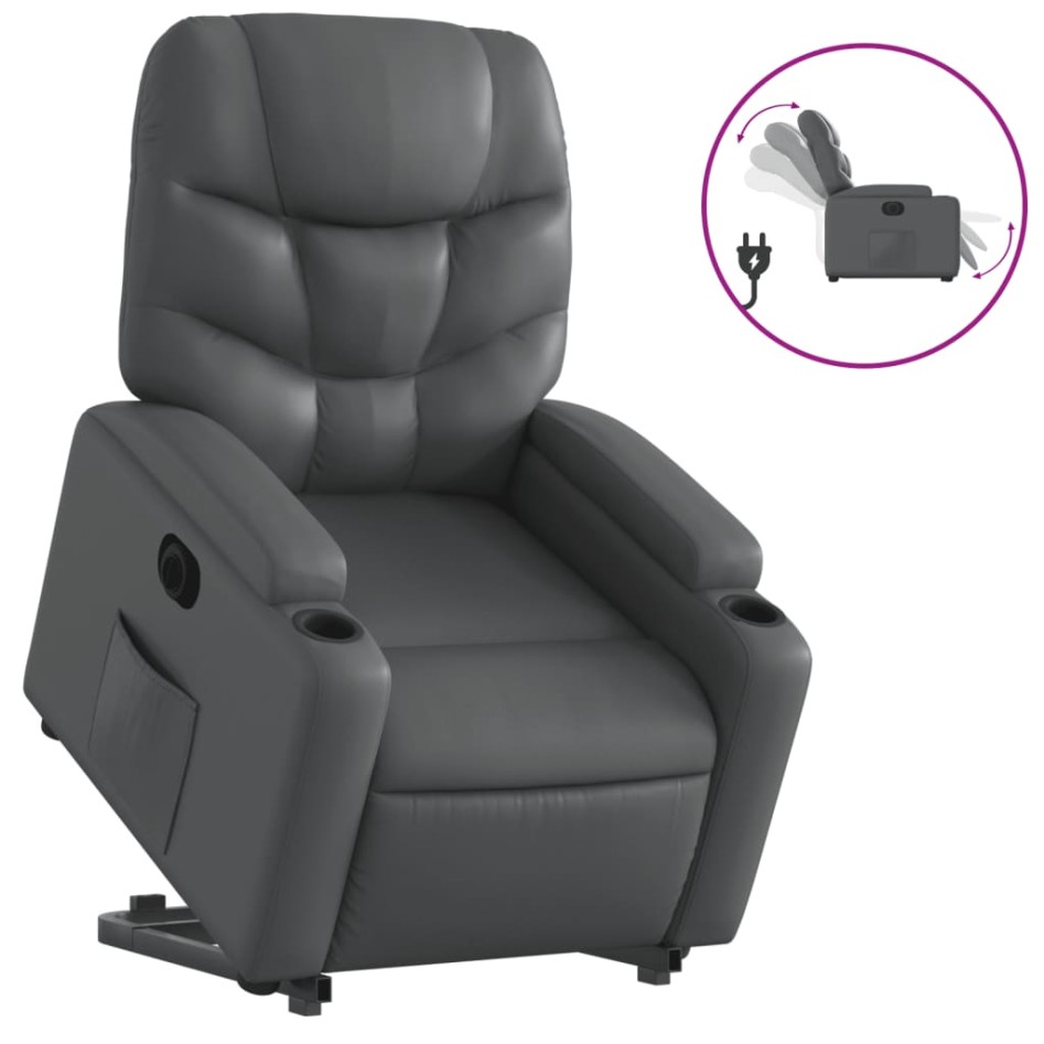 Sillón reclinable elevable eléctrico de cuero sintético
