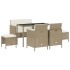 Set comedor de jardín 6 pzas con cojines ratán sintético