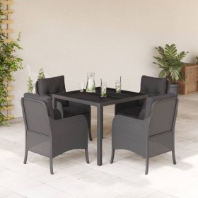 Set de muebles jardín 5 pzas con cojines ratán sintético