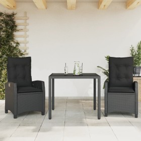 Set comedor de jardín 3 pzas con cojines ratán sintético