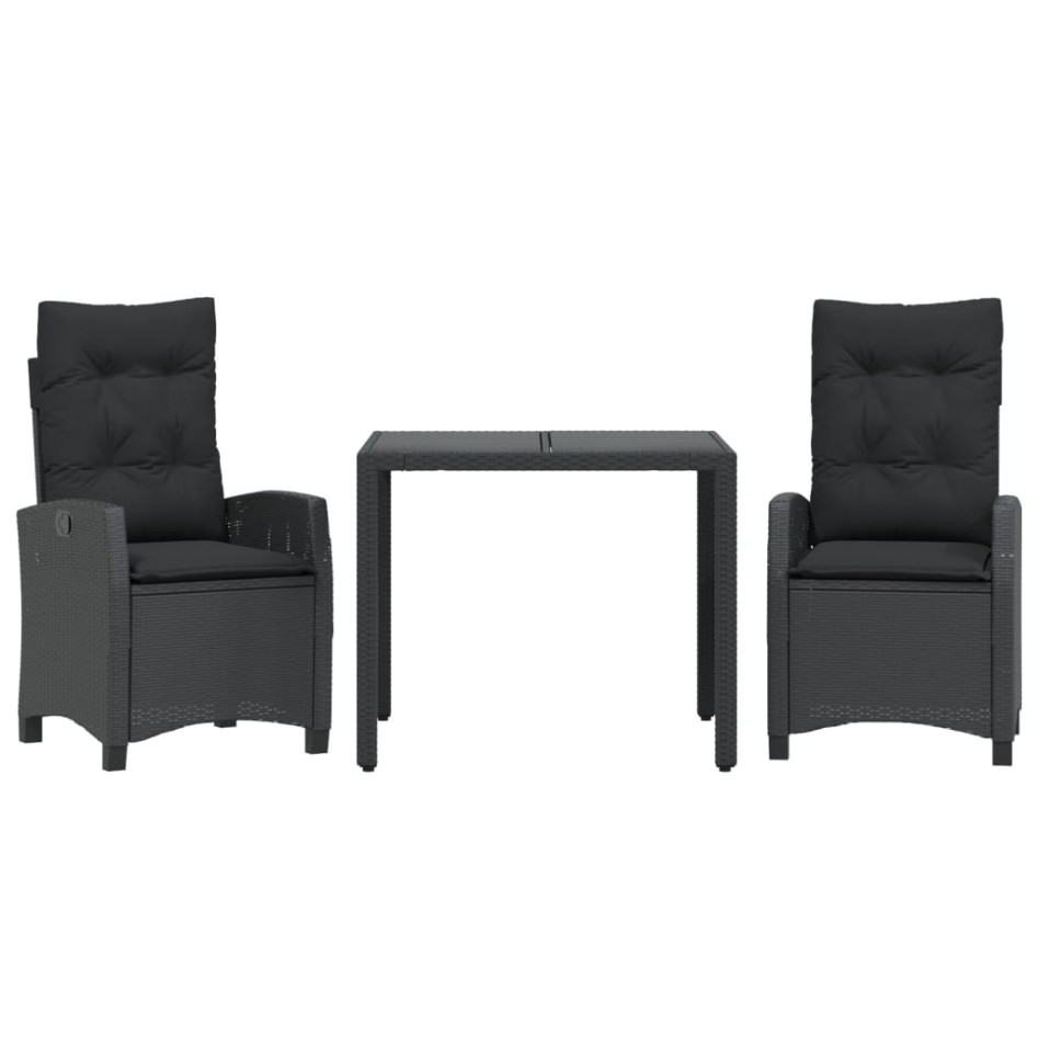 Set comedor de jardín 3 pzas con cojines ratán sintético