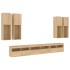 Muebles de TV de pared con luces LED 7 piezas roble