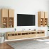 Muebles de TV de pared con luces LED 7 piezas roble