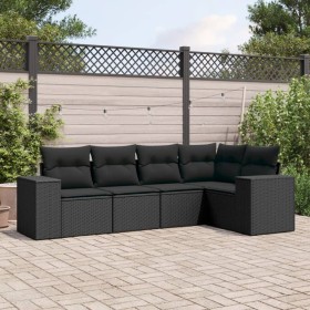 Set de muebles de jardín 5 pzas y cojines ratán sintético