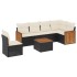 Set de comedor de jardín 7 pzas y cojines ratán sintético
