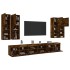 Muebles de TV de pared con luces LED 7 piezas roble