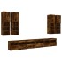 Muebles de TV de pared con luces LED 7 piezas roble