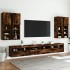 Muebles de TV de pared con luces LED 7 piezas roble