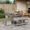Set comedor de jardín 9 pzas cojines ratán sintético gris claro