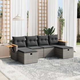 Set de muebles de jardín 6 pzas y cojines ratán sintético
