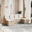Juego de sofás jardín con cojines 6 pzas ratán sintético beige