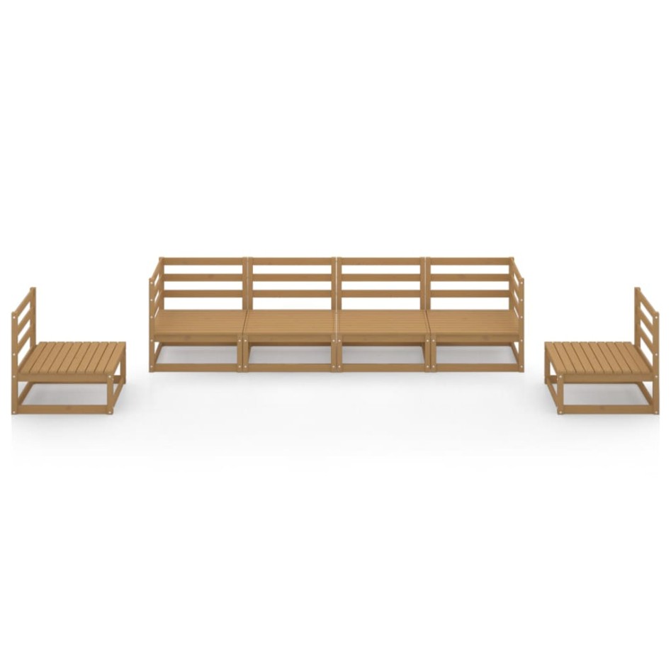 Muebles de jardín 6 piezas marrón miel madera maciza de