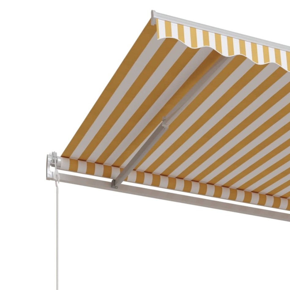 Toldo retráctil automático amarillo y blanco 500x350