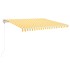 Toldo retráctil automático amarillo y blanco 400x350