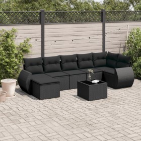Set de sofás de jardín 8 piezas y cojines ratán sintético