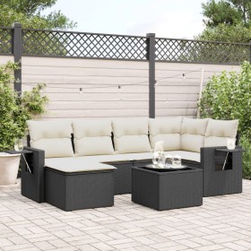 Set de comedor de jardín 7 pzas y cojines ratán sintético