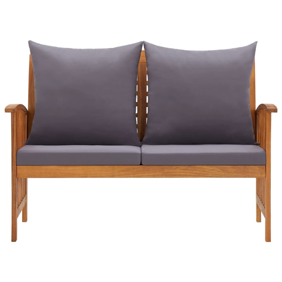 Banco de jardín con cojines 119 cm madera maciza de
