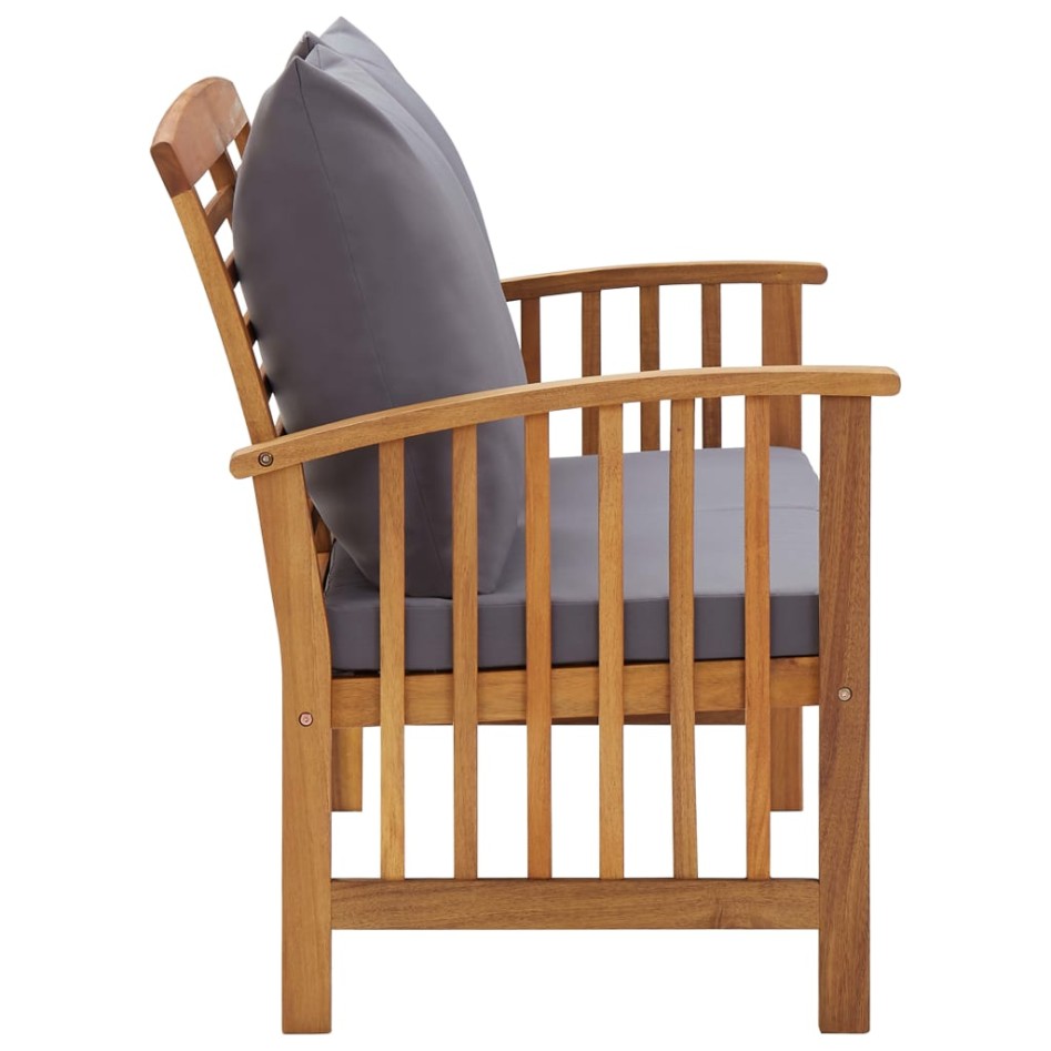 Banco de jardín con cojines 119 cm madera maciza de