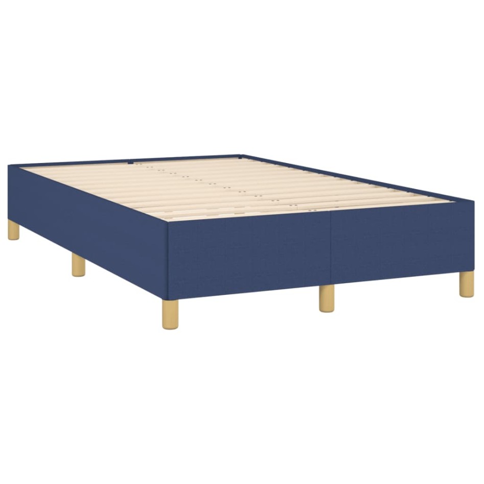 Cama box spring con colchón y luces LED tela azul 120x190