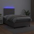 Cama box spring con colchón LED cuero sintético gris 120x190