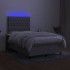 Cama box spring con colchón y LED tela gris claro 120x190