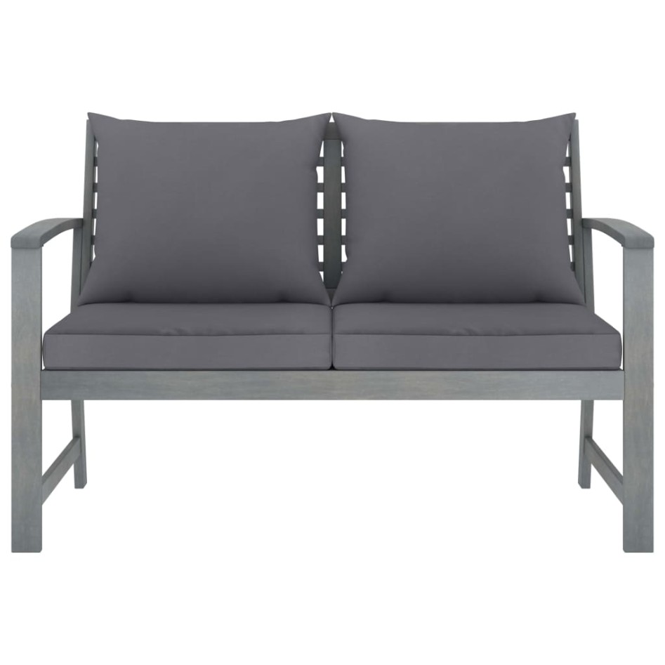 Banco de jardín 120 cm cojines gris oscuro madera acacia