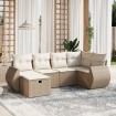 Juego de sofás jardín con cojines 6 pzas ratán sintético beige
