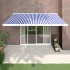 Toldo retráctil aluminio y tela azul y blanco 4x3