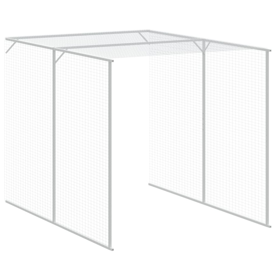 Gallinero con corral acero galvanizado gris 165x455x181