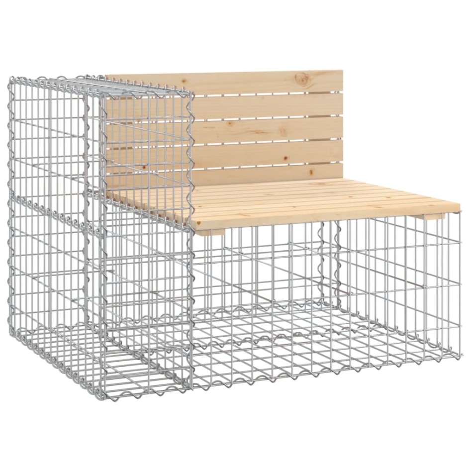 Banco jardín diseño gaviones madera maciza pino 287x71x65,5