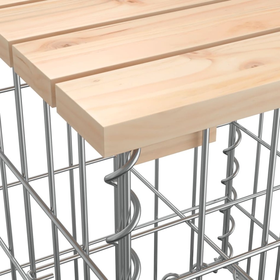 Banco jardín diseño gaviones madera maciza pino 287x71x65,5