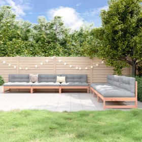 Juego de muebles de jardín 6 pzas madera maciza abeto
