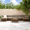Juego muebles de jardín 8 pzas madera maciza pino marrón miel