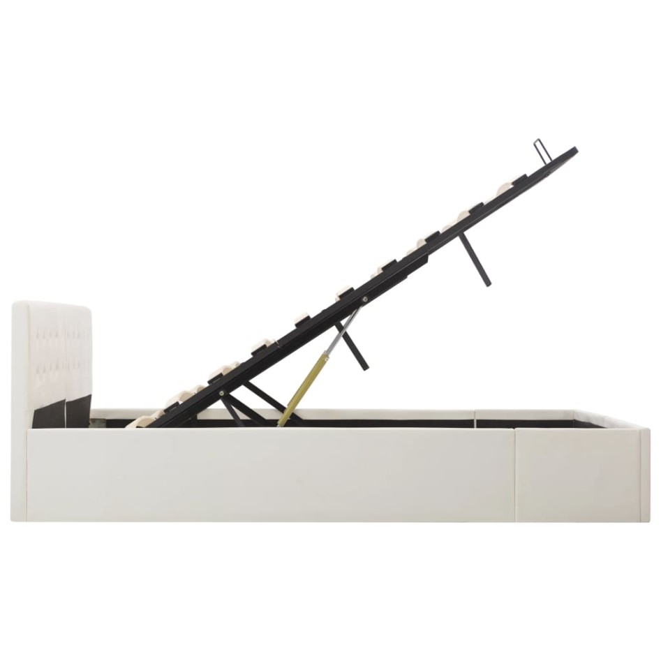 Cama canapé hidráulica cuero sintético blanco 180x200