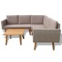 Set de muebles de jardín 4 piezas y cojines ratán PE
