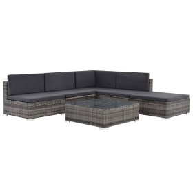 Set de muebles de jardín 6 pzas y cojines ratán sintético