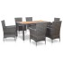 Set de comedor de jardín 7 pzas y cojines ratán sintético