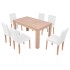 Juego de comedor de roble+cuero artificial 7 piezas color